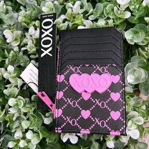 XOXO Heart Black and Pink Card Holder NWT
